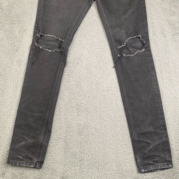 MNML Jeans Mens 30 (32x33) Skinny Distressed Black Wash Denim Casual - Picture 3 of 11